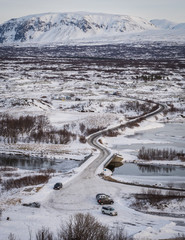 Thingvellir park in Iceland during winter