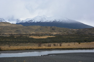 Fototapeta na wymiar Landscape of lakes and mountain in Patagonia Chile