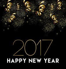 Happy New Year 2017 gold party decoration card