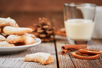 Vanilla Kipferl and glass of milk