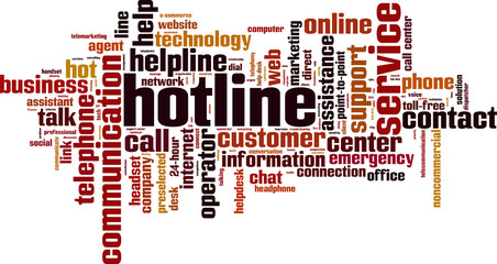 Fototapeta na wymiar Hotline word cloud concept. Vector illustration