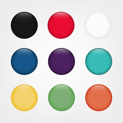 Glossy web round buttons in different colors. Vector blank badge template illustration