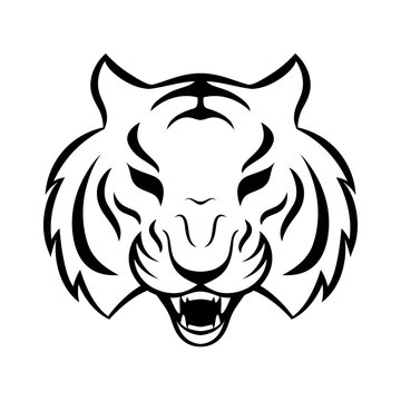 Tiger icon isolated on a white background. Tiger logo template, tattoo design, t-shirt print.