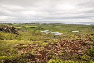 Akranes landscape seen from Akrafjall mountain