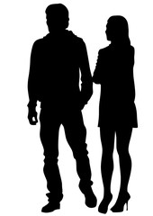 Couple of young guy and girl on white background
