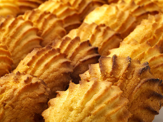 shortbread cookies, shallow depth of field, focus on the nearest cookie