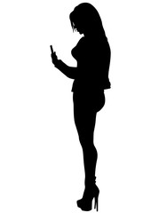 Fototapeta premium Young woman with phone on a white background