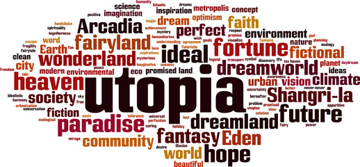 Utopia word cloud concept. Vector illustration