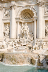 Fototapeta na wymiar The Trevi Fountain or Fontana di Trevi is the largest and most famous fountain in Rome.