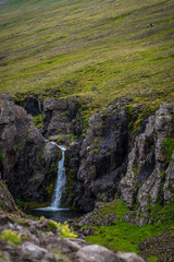 Waterfall at the Akrafjall mountain in Iceland
