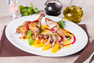 duck meat with mint