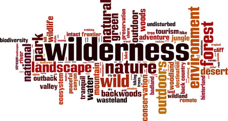 Wilderness word cloud concept. Vector illustration