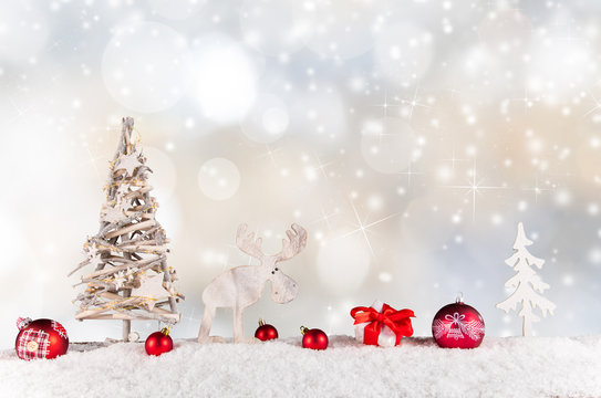 Christmas decoration on wooden background