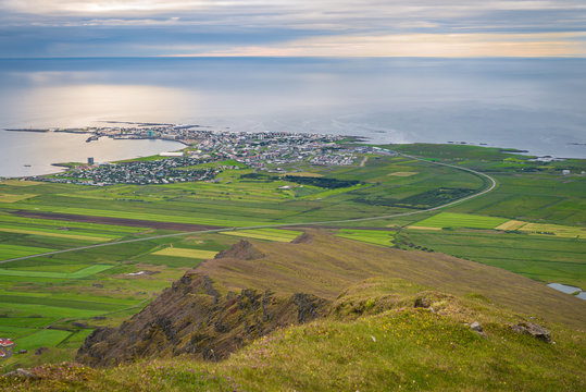 Akranes landscape seen from Akrafjall mountain
