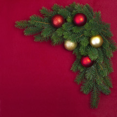 Obraz na płótnie Canvas Corner Christmas fir branch 