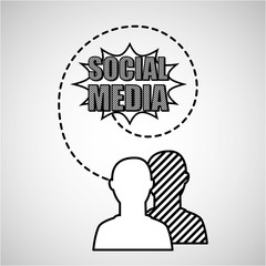 silhouette head connected social media vector illustration eps 10