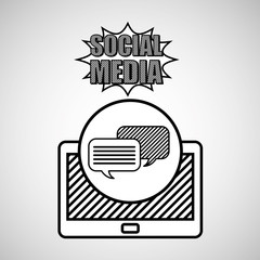 hand drawing bubble speech social media mobile vector illustration eps 10