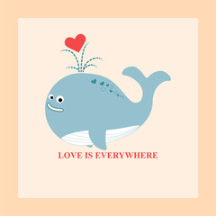 Naklejka premium Illustration of funny whale