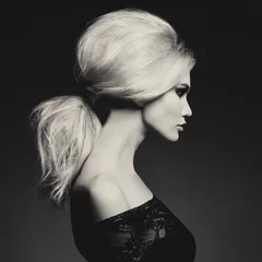 Deurstickers Beautiful blonde woman with elegant hairstyle © soup studio