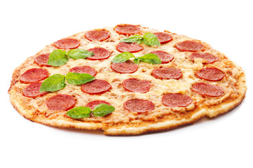 Pepperoni Pizza, isolated on white background