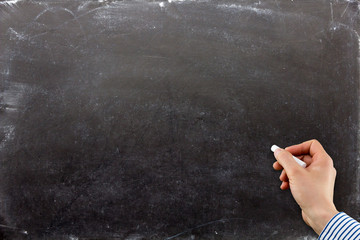 blackboard. hand holding chalk