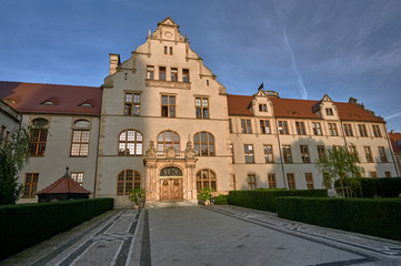 Fototapeta na wymiar Neorenaissance facade of the building of the university auditorium in Poznan