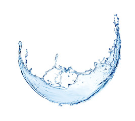 Blue water splash isolated on white background