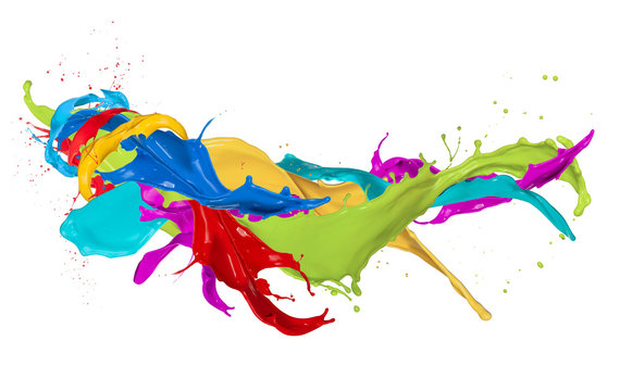 Abstract color splashes on white background
