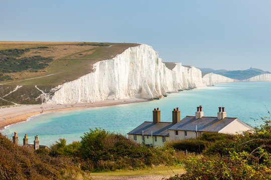 Fototapeta Seven Sisters Chalk cliffs from Seaford Head