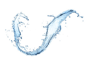 Blue water splash isolated on white background