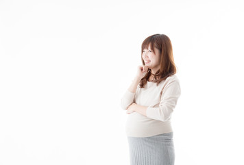 Fototapeta premium 妊婦・白バック