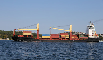 Fototapeta premium Container ship carrying goods