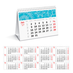2017 calendar grid vector template with week numbers (european style)