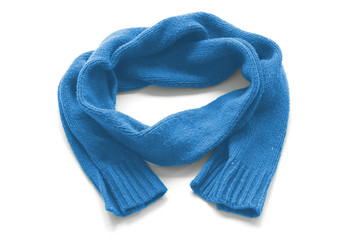 Light blue warm scarf on a white background