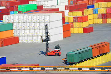 Cargo container in port