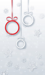 christmas baubles with snowflakes - vector xmas vertical android background ( new year )