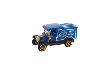 Toy classic milk truck isolated