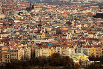 Fototapeta na wymiar Aerial view of Prague city