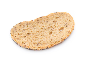 Sliced white bread with cereals. Isolated over white background.