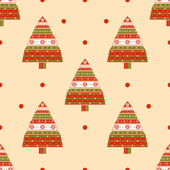 Christmas tree gifts seamless pattern. 