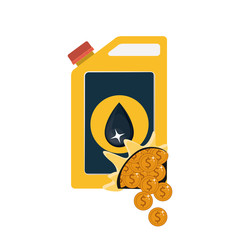 Gasoline can and coins icon. Oil industry price and commerce theme. Isolated design. Vector illustration