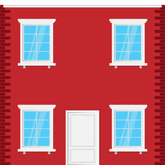 facade of the two-story brick house. vector illustration