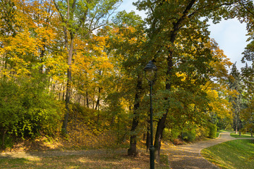 Autumn colors on a sunny day, Petrin and Kinsky parks, Prague, Czech Republic, Central Europe