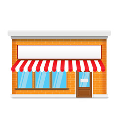 facade of a brick storefront. vector illustration