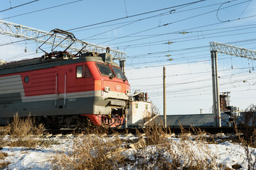 Fototapeta na wymiar Red Russian Railways Public Train
