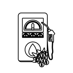 Gasoline pump and coins icon. Oil industry price and commerce theme. Isolated design. Vector illustration