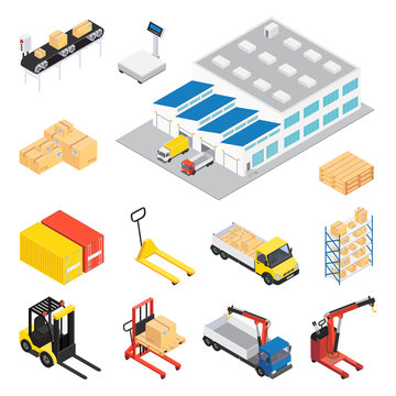 Warehouse Isometric Icon Set