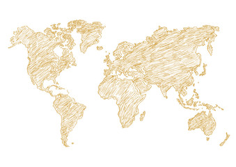 vector illustration world map pencil sketched