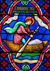 Obraz na płótnie Canvas Stained Glass - Saint Manveus or Manvieu, bishop of Bayeux