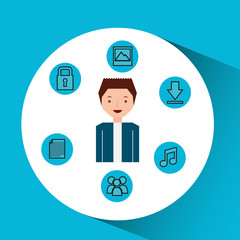 character man technology social media vector illustration eps 10